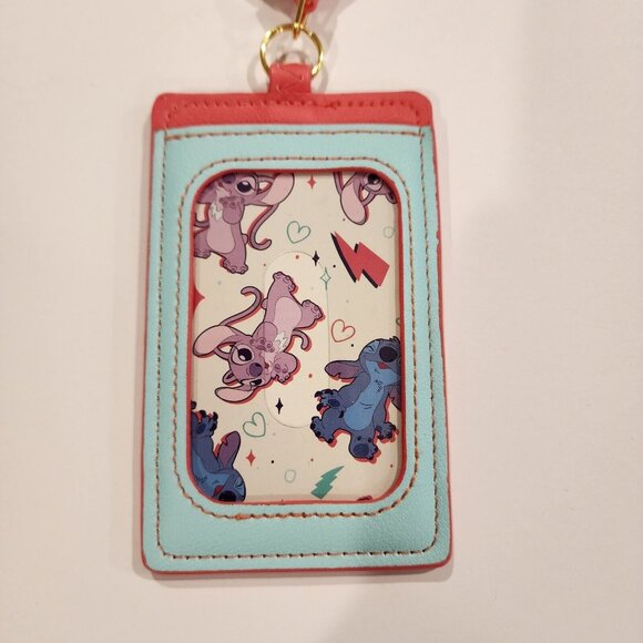 Loungefly Disney Lilo and Stitch Angel Valentines Day Lanyard ID Holder NEW - Picture 7 of 10